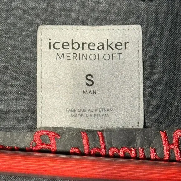 Icebreaker Jacket Men Small Black Merinoloft Quilted Full Zip Puffer Embroidered